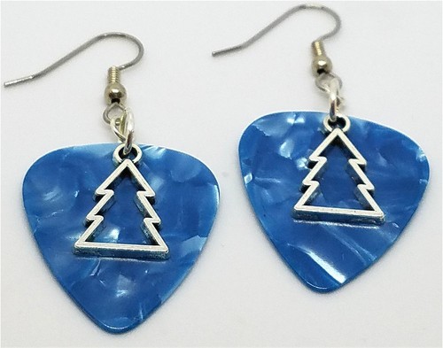 Christmas Tree Charm Guitar Pick Earrings with Surgical Steel Earwires - Picture 14 of 16