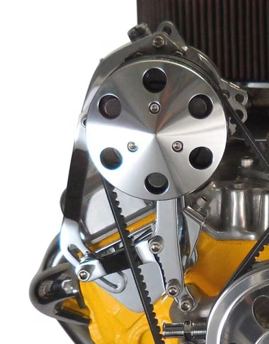 Small Block Chevy Short Water Pump CHROME Air Conditioning Compressor ...