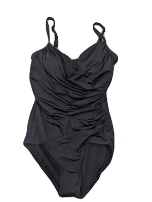 Jantzen Black Tummy Control Cute One Piece Swimsuit Sz 10 NWT