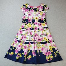 Emma & Michele Dress Pleated Knee Length Multi Color Floral Womens Size 8 NWT