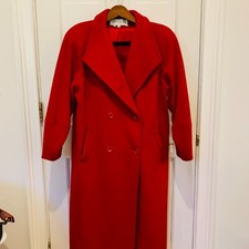 Vintage Bert Newman Petite Wool Blend Full Length Jacket Coat Red Size 10