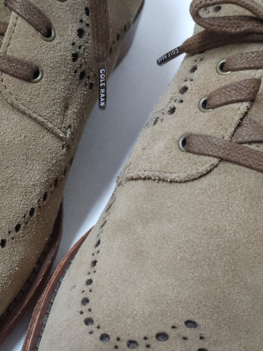 COLE HAAN Feathercraft Grand Suede Wingtip Oxfords 9 M Brown 