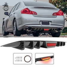 For Infiniti G35 G37 Sedan Carbon Fiber Rear Bumper Diffuser w/ LED Brake light