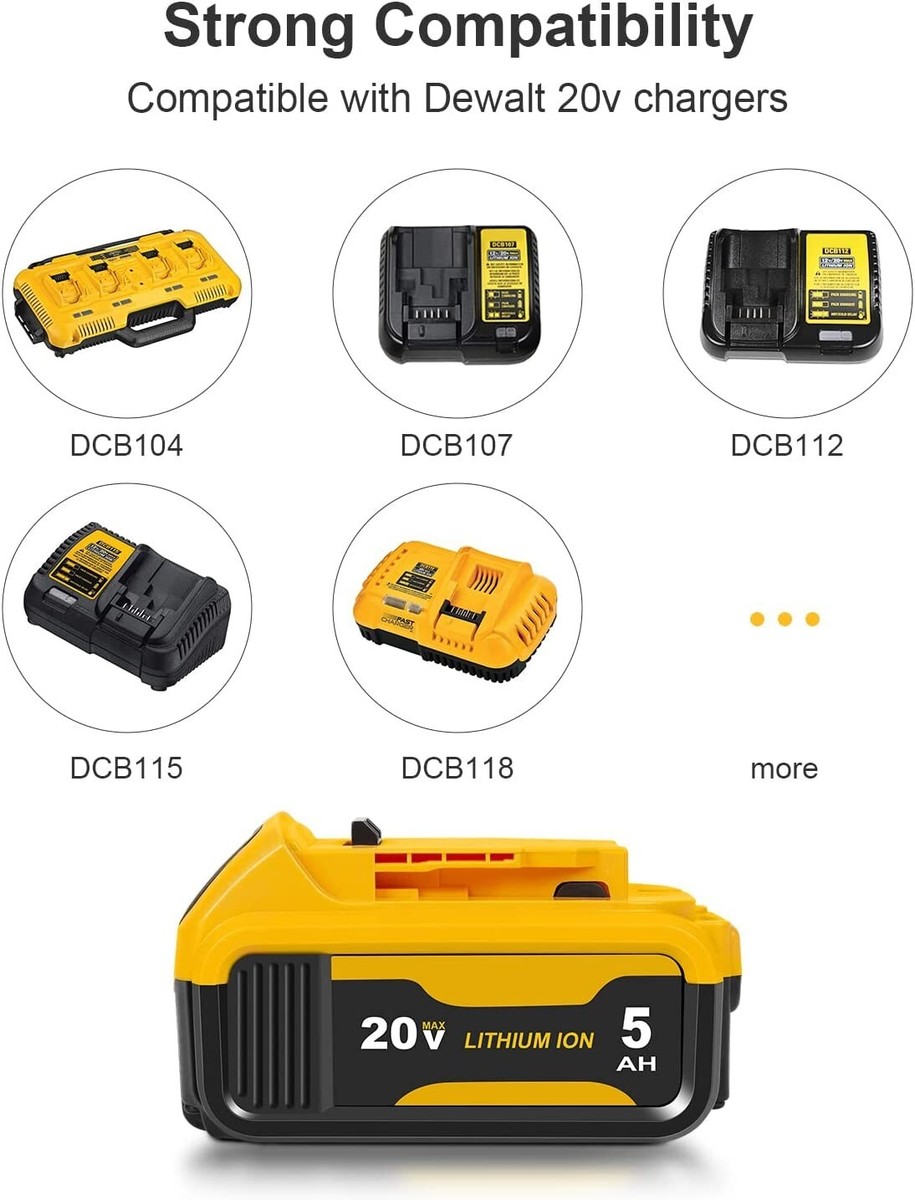 Batterie 6Ah 20V Compatible Dewalt – Li-Ion, Modèle PowerSmart TDW107.86D