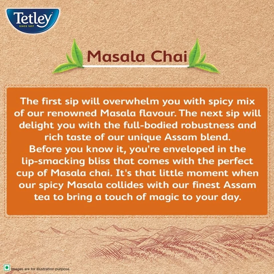 Tetley Masala Chai con Sabor Natural 50 Bolsas de Té, Té Negro 100G - Envío Rápido Foto 3 de 4