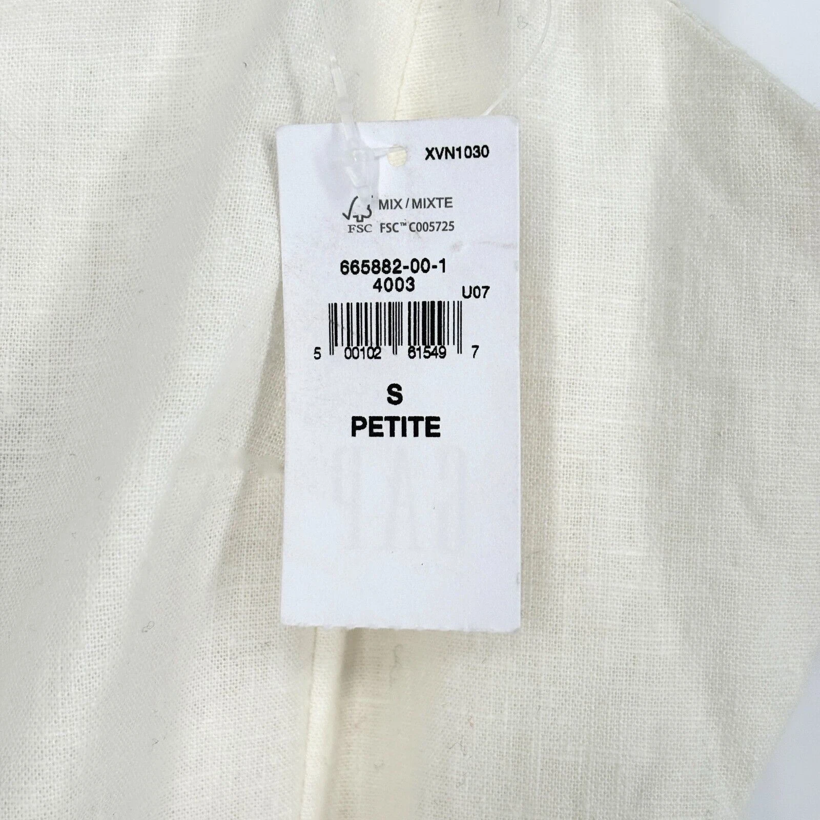 OFF WHITE Mini Abito Gap Small Petite Misto Lino Senza Maniche Scollo Quadrato Nuovo Bianco Off