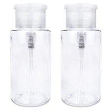 Pana 7 Oz Liquid Push Down Pump Dispenser Bottle with Flip Top Cap - Clear 2pcs