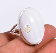 Natural Scolecite White Ring White Stone 925 Sterling Silver Statement Boho Ring