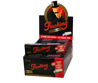 1 Box Smoking DELUXE King Size Papers 24 x 33 Blättchen mit 24 x 33 Filtertips