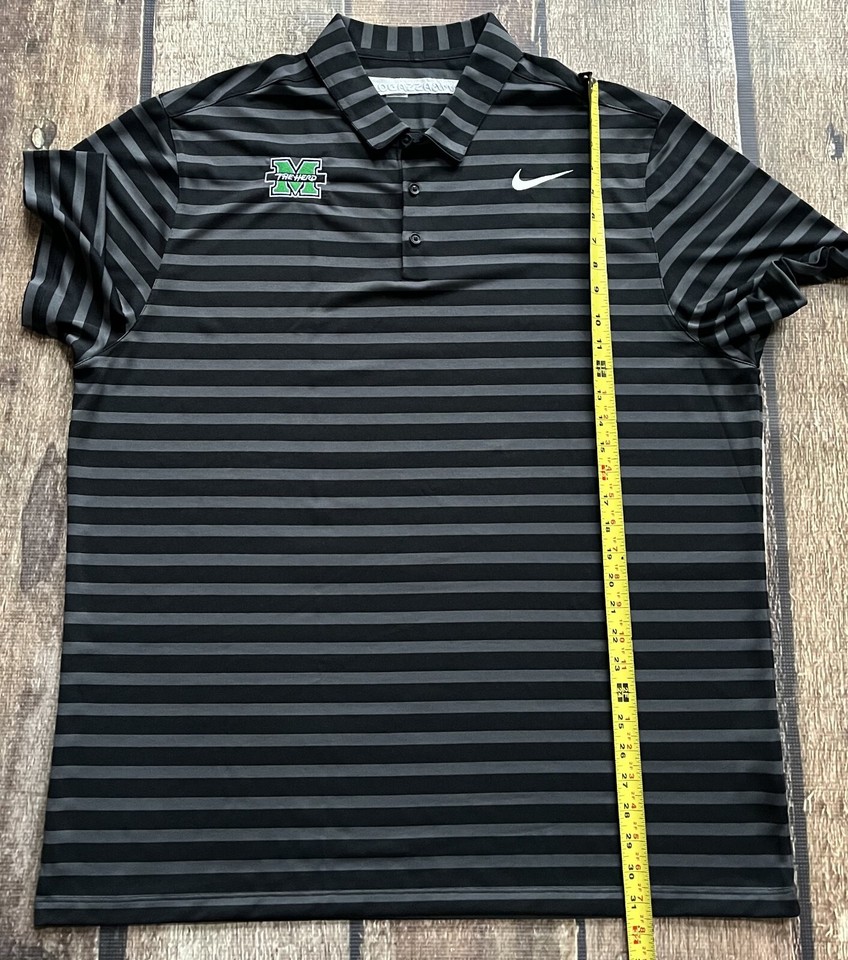 NIKE GOLF STRIPED POLO SHIRT MARSHALL HERD RARE AMBASSADOR GRAY MENS