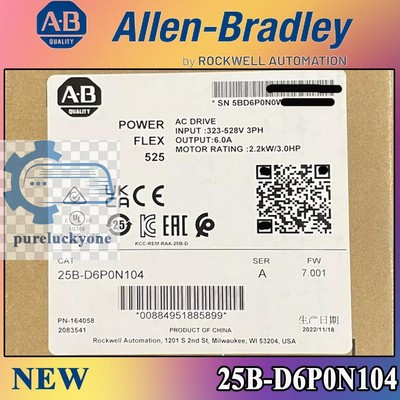New 25B-D6P0N104 Allen Bradley 25B D6P0N104 525 2.2kW 3Hp AC Drive 25BD6P0N104