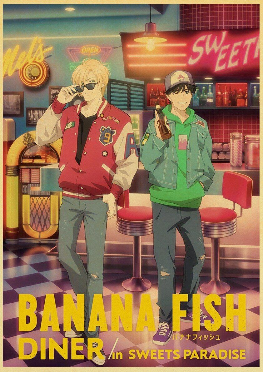 Clássico Anime Banana Fish Poster Retro, Papel Kraft, DIY, Vintage, Casa,  Quarto, Bar, Café, Arte Estética