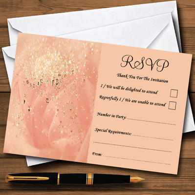 Pfirsichrosa hübsche personalisierte RSVP-Karten Hochzeit oder Party