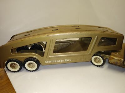 Vintage Structo Auto Haul Car Carrier Semi Truck Trailer Pressed