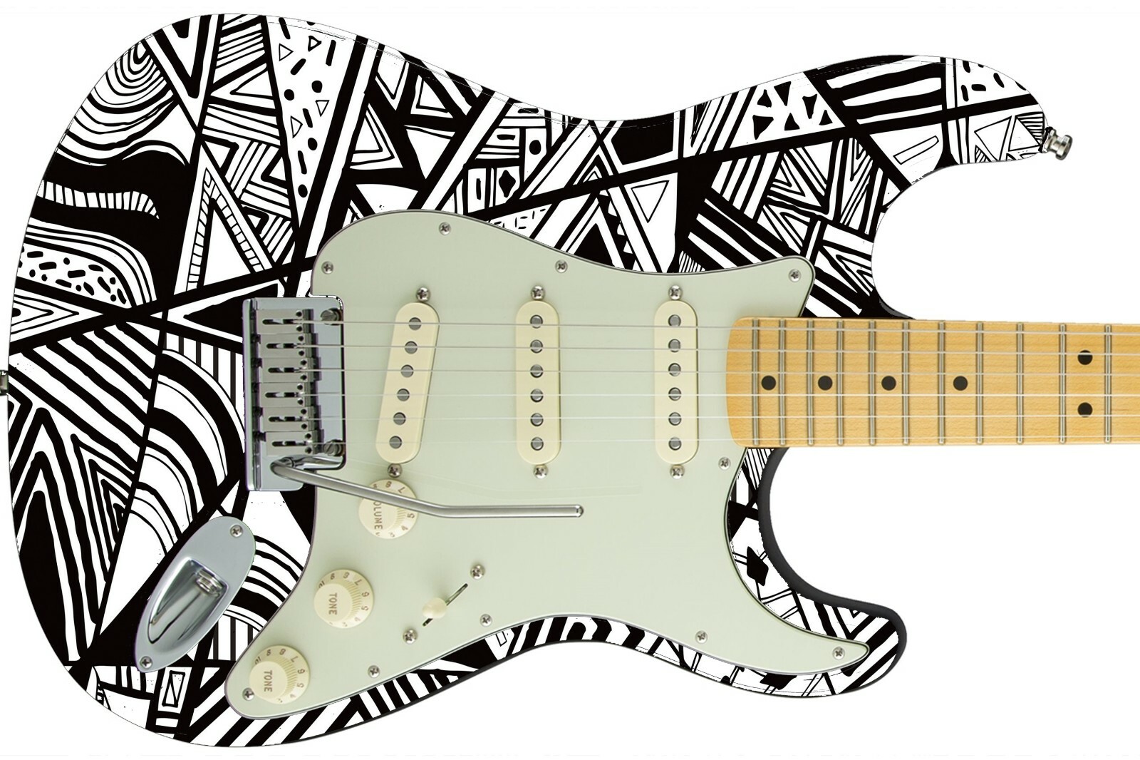 Abstract Modern Black And White Art Deco Guitar Skin Ebay