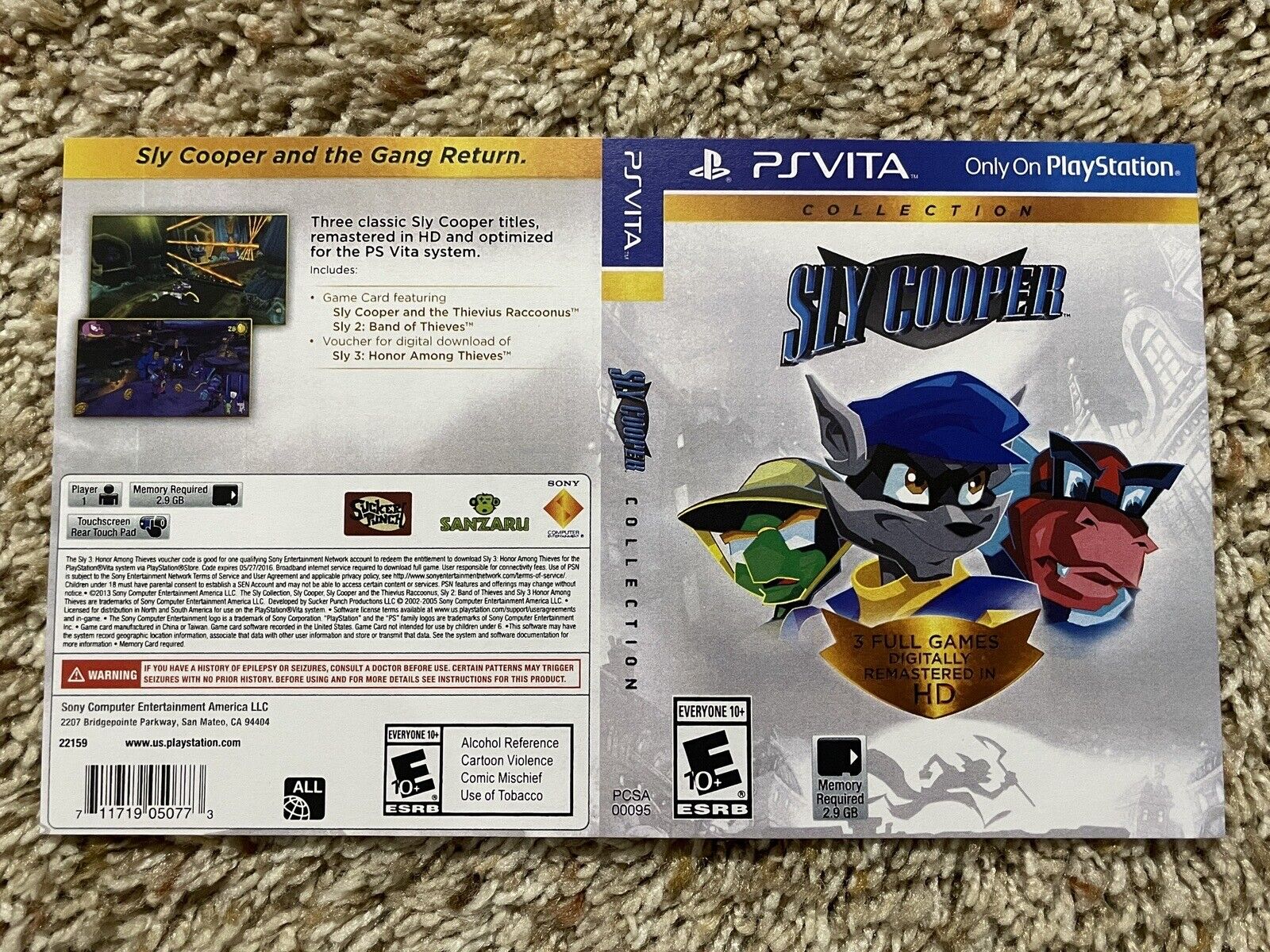 Sly Cooper Thieves in Time - Sony PlayStation PS Vita - Empty Custom  Replacement Case - Custom Game Case