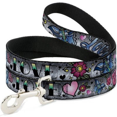 Dog Leash 6-FEET Love Love Gray NARROW 0.5'' (US IMPORT)