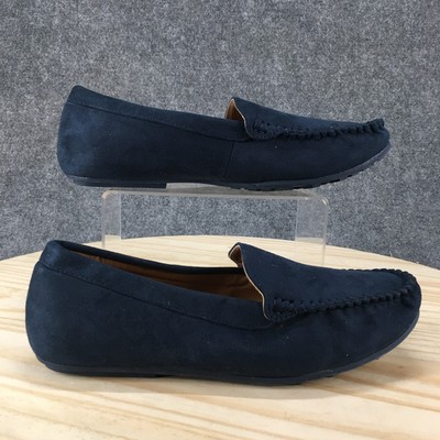 Comfortview Shoes Womens 11 WW Milena Casual Slip On Moccasins Flats Blue Fabric