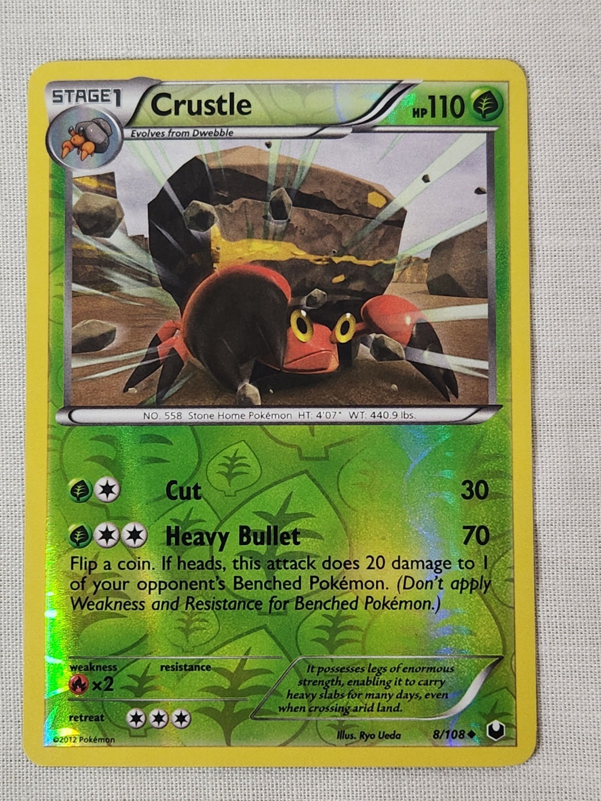 NM Crustle - Reverse Holo 8/108 Dark Explorers Pokemon TCG
