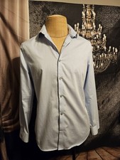 CALVIN KLEIN, MEN'S BLUE COTTON LONG SLEEVED EXTREME SLIM FIT DRESS SHIRT, SZ L