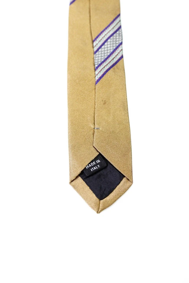 Corbata de cuello estrecho 100 % seda bordada al sol Dries Van Noten para hombre tono dorado Foto 4 de 4