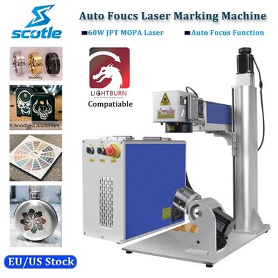 60W Auto Focus JPT Mopa Fiber Laser Marking Machine For Metal Engraver 200*200mm