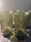 Vintage Anchor Hocking Rainflower Avocado Green glassware Set Of 4 Pristine MCM