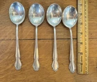International Rogers Sterling Silver Wedding Bells Set of 4 Cream Soup Spoons