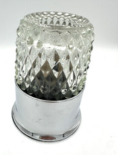 Lámpara de mesa vintage Hollowick diamante vidrio cromo aceite de hadas restaurante linterna A