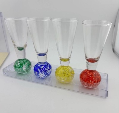 NEW Pier 1 Imports Shot Glass 4 PC Colorful Confetti Ball Base verras a  rasades