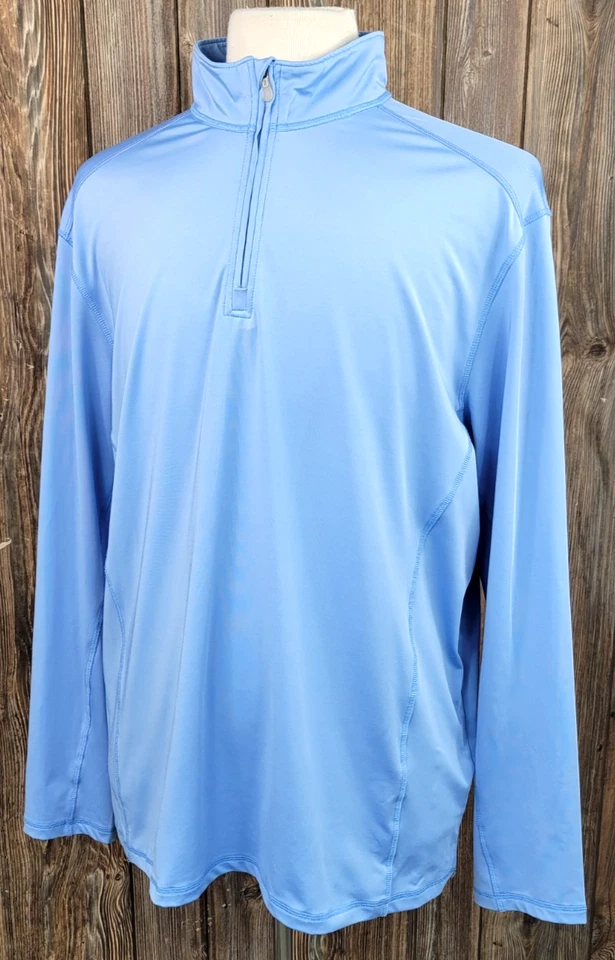 Camisa de viento de golf Tommy Bahama Performance 1/4 cremallera L/S azul claro informal para hombre XL Foto 3 de 4