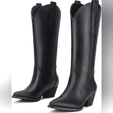 (RBC117)  Rollda Cowboy Western Boots with Chunky Heel Sz 11