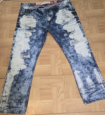 Men Switch Premium Denim Boot Cut  Jeans Sz 44x32 L31 Relaxed RIP 100% Cotton 