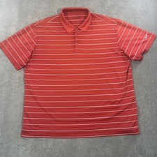 Nike Mens XL Red Striped Dri Fit Golf Polo Shirt