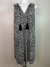 Michael Michael Kors Shift Dress Large Black White Sleeveless Stretch Jersey