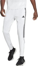 adidas Medium Mens 3-Stripe Polyester Tapered Zip Ankle Soccer Pants White Black