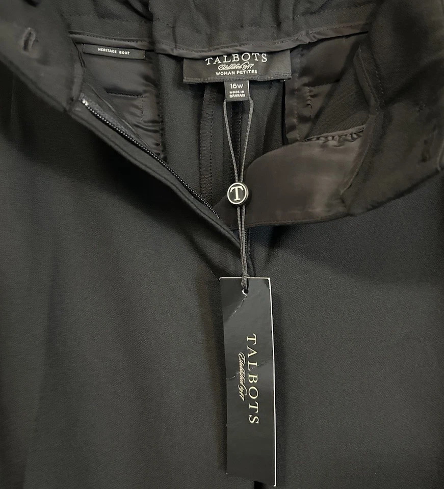 NUEVO CON ETIQUETAS Talbots Heritage Boot Mujer Talla 16W Pequeño Vestido Pantalones de Carrera Negro 16WP Foto 2 de 4
