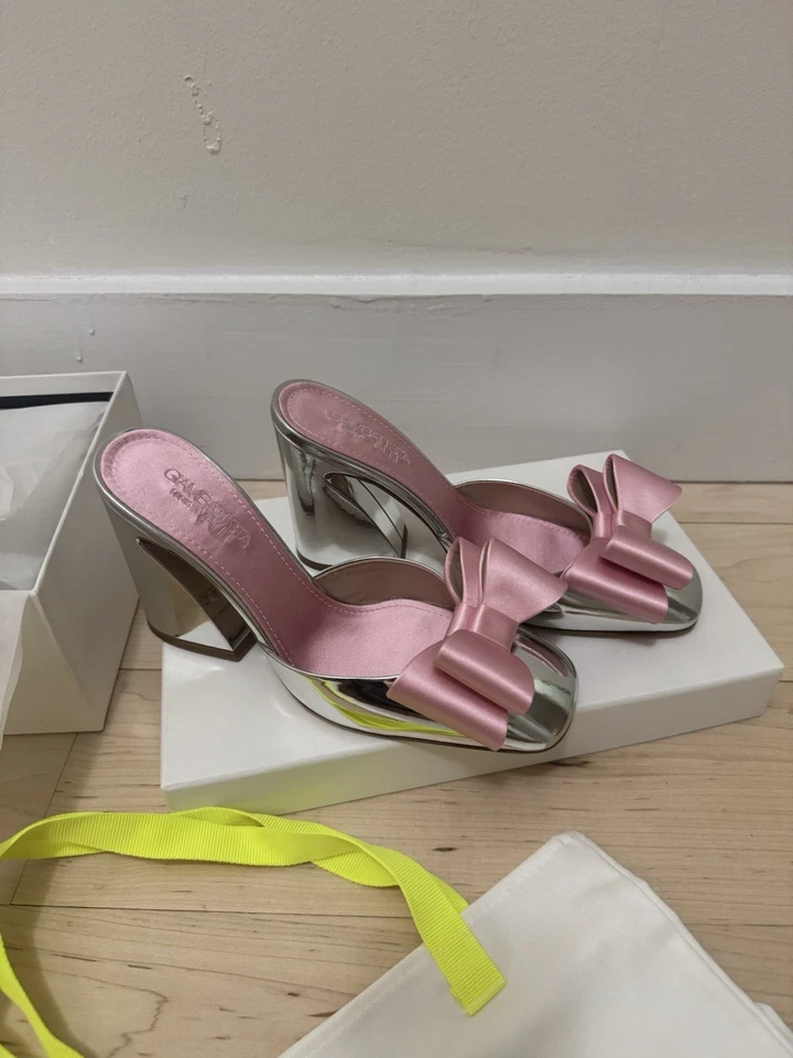 GIAMBATTISTA VALLI - 100 мм поп бант кожи и атласные насосы - розничной $1300 - Изображение 2 из 4