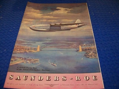 1946 SAUNDERS ROE SR.45 PRINCESS ''SYDNEY HARBOUR''..1-PAGE SALES AD (684RR)