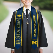 Personalized College Graduation Stole, Custom Grad Sash To Celebrate Your Hard W