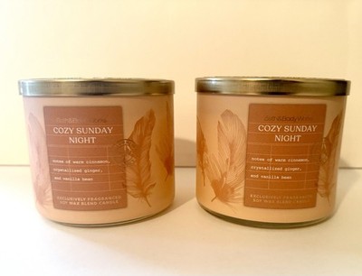 Set of 2 - Bath & Body Works COZY SUNDAY NIGHT 3-Wick Candles
