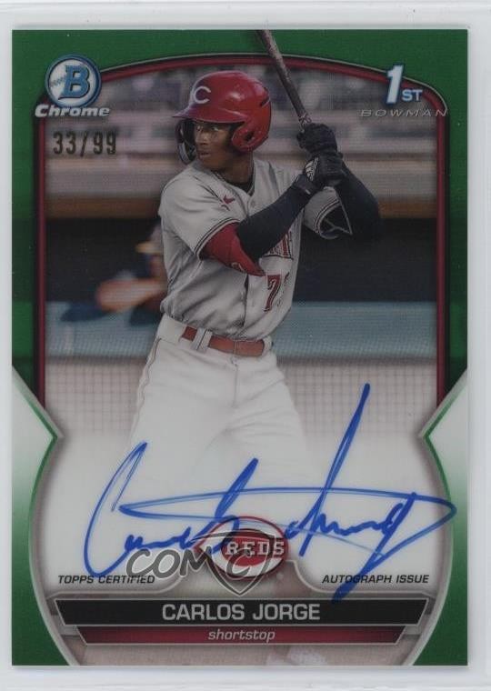 2023 Bowman Chrome Prospect Green Refractor /99 Carlos Jorge #CPA-CJ Auto v9t
