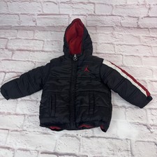 Jordan Puffer Jacket Boys 12-18 Months Black Hooded Fleece Lined Full Zip
