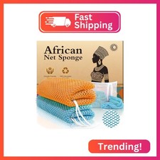 SpiralScgv Real African Net Sponge - 2 Pieces Authentic Exfoliating Body Scrubbe