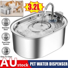 304 Stainless Steel Water Fountain Pet Dog Cat Drinking Dispenser Filter Feeder