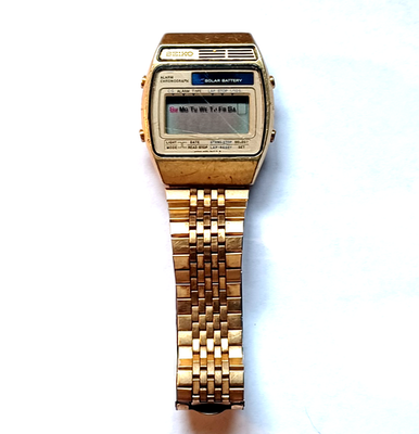 Vintage Seiko Alarm Chronograph Solar Battery Men's Watch A156