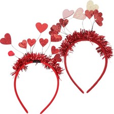 2Pcs Adults Heart Headbands Valentine Party Headbands Felt Assorted Colors