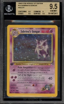 Pokemon Sabrina's Gengar Gym Heroes 1st Edition Holo Rare #14 BGS 9.5