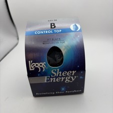 L'eggs Sheer Energy Control Top Leg Sheer Tights Size B JET BLACK