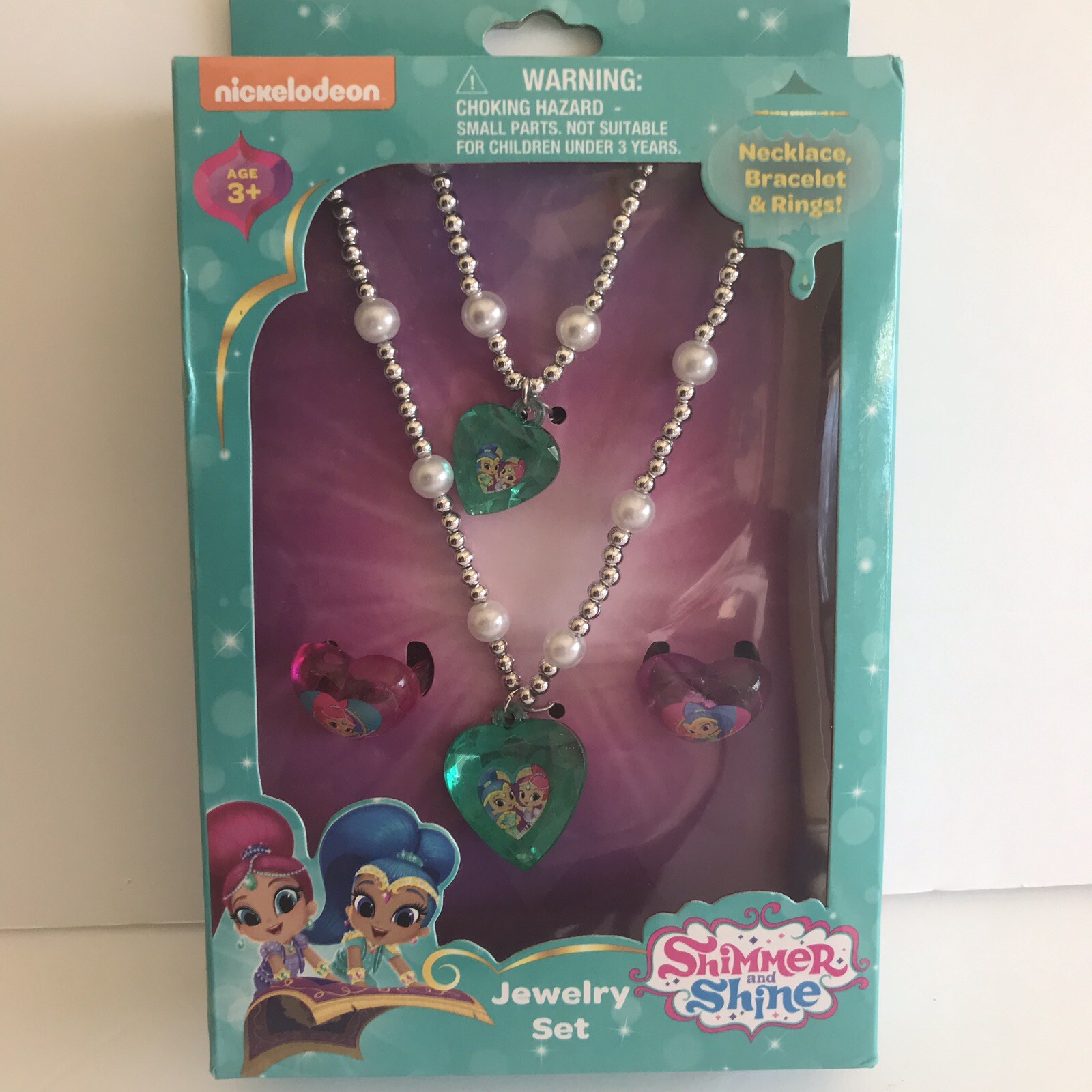 NICKELODEON SHIMMER & SHINEACCESSORY SET NECKLACE BRACELET & 2 RINGS Box Set NEW